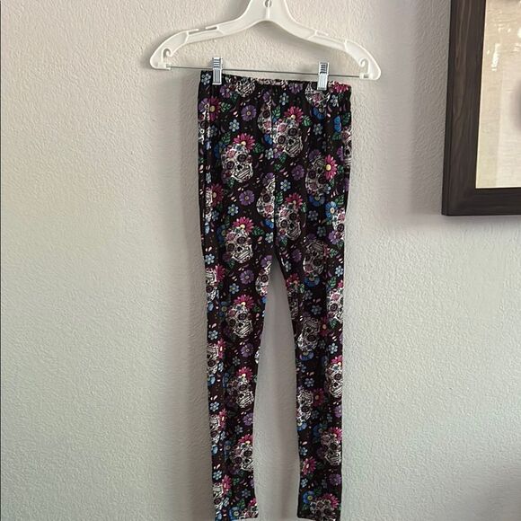 Floral Skull Print Leggings Sz Small no tags new - Picture 1 of 8